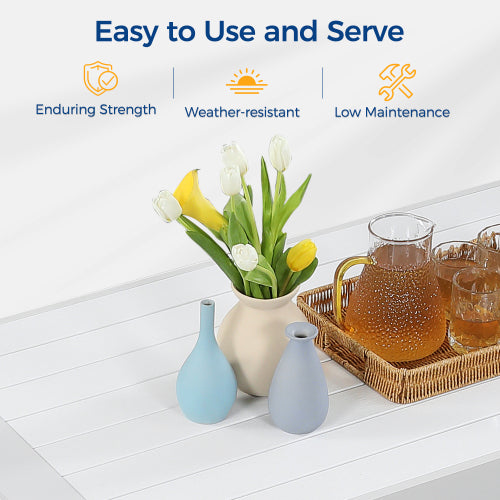 All-Weather Aluminum Outdoor Coffee Table, Modern Coffee Table for Outside, Rectangle Patio Coffee Table-White