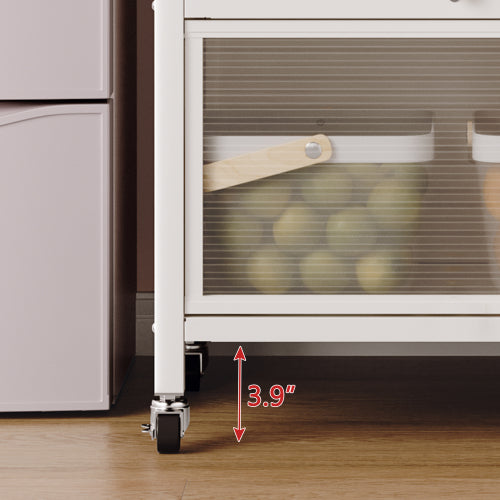 White Floor Standing Multi-layer Kitchen Microwave Storage Cabinet