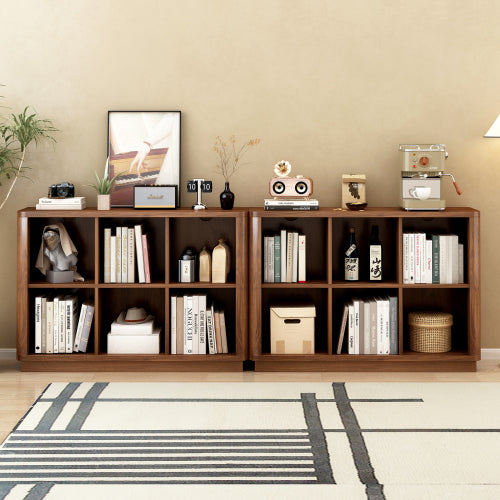 40 Inch Wide 6-Cube Curved Edge Low Horizontal Farmhouse Bookcase