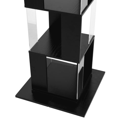 6-Tier Black 360¡ã Rotating Bookshelf Particleboard Acrylic Anti-Tall Base Household Multi-Layer Storage Display Shelf