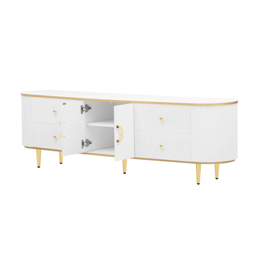 Modern 71 inch TV Stand with 4 Drawers, Cabinet and Cable Management