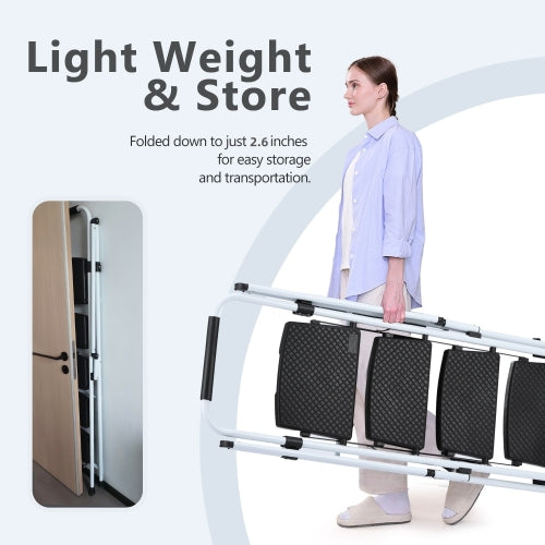 ladder, folding ladder stool, with anti slip wide pedals, steel ladder, with safety anti slip handle, lightweight 330 pound portable steel ladder stool in White 5 steps