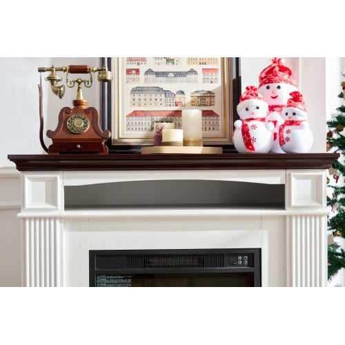 Farmhouse style fireplace TV stand for living room or bedroom to store CDs, remotes and other media or gaming devices