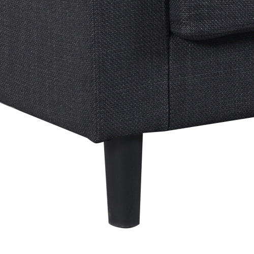 Dark-Grey L-Shaped Sectional 3-Seat Combo Sofa with Storage Ottoman USB Ports Cup-Holders for Living Room Apartment