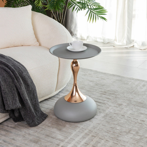 Mermaid Tail Base Round Side Table, Metal Pedestal