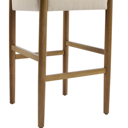 28.5inch , Modern Solid Wood Bar Stool with Polyester Cushion - Minimalist Kitchen Island Stool for Breakfast Nook & Home Bar (Neutral Tone Design), Set of 2