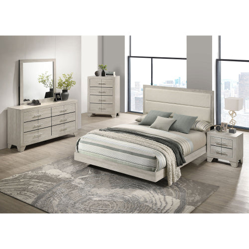 Rustic Cream 2-Drawer Nightstand, MDF Wood Side Table with English Dovetail Drawers