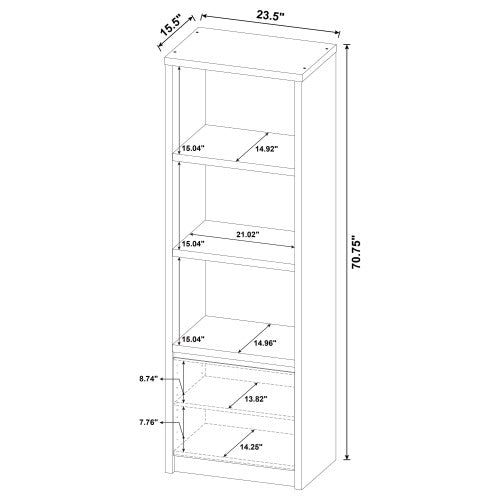 Black 3-Tier Vertical Media Tower Storage Pier with Bottom Cabinet
