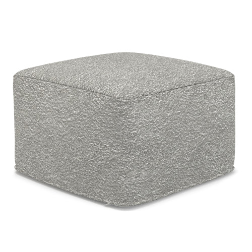 24 Inch Square Boucle Ottoman Pouf Footrest Accent Seat for Living Room Bedroom