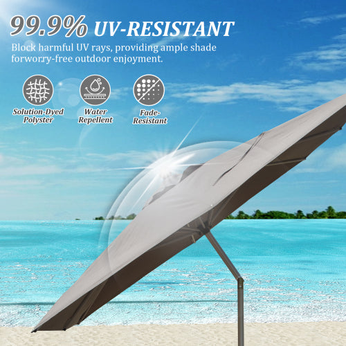 Rectangle Patio Umbrella with Crank Lift and Tilt Function, Grey (Base not included)