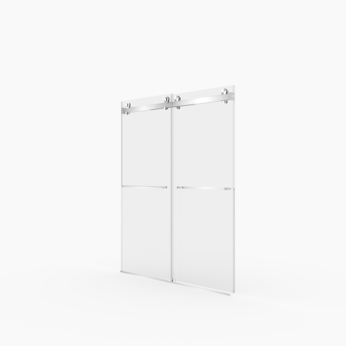 56-60"W x 70"H Frameless Double Sliding Shower Door,5/16" (8mm) Thick SGCC Tempered Clear Glass,Double Side Easy Clean Coat,Brushed Nickel Finished With Buffer