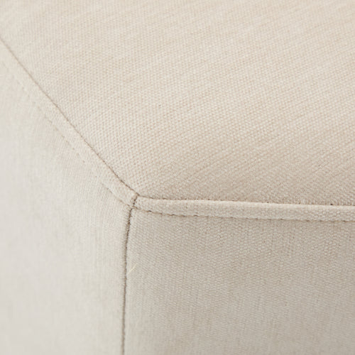 Modern Hexagon Chenille Ottoman, Beige Upholstered Footrest with Solid Wood Base, Fully Assembled Accent Stool