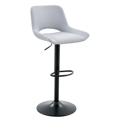 Modern Swivel Adjustable Bar Stools Set - 2 Pack, Light Gray Linen Fabric, Holds Up to 250 lbs, Suitable for Home Bars and Kitchen Islands.