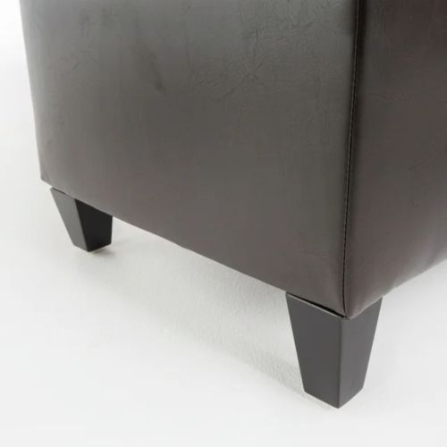 Dark Brown PU Storage Ottoman Bench, Tufted Upholstery with Rubber Wood Legs, 300 LBS Capacity, 51.18 inchL x17.52 inchW x18 inchH