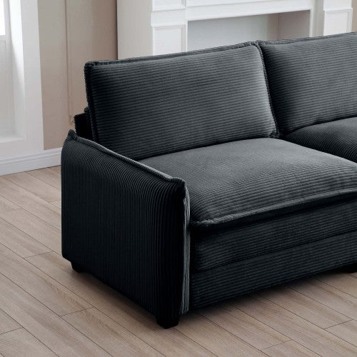 Grey Corduroy Ottoman Footstool, Matching Accessory for 2/3/4 Seater Sofas, Retro Upholstered Footrest