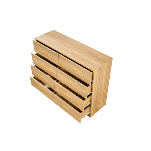 Modern Natural 8-Drawer Dresser for Bedroom - Ample Storage Wide Chest of Drawers, Sturdy & Safe