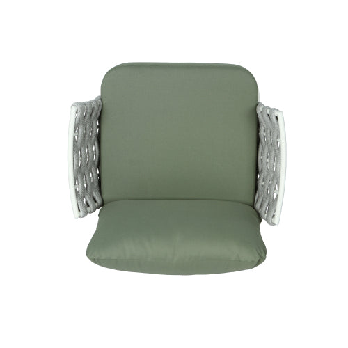 Mariano Steel Club Chair Set of 2, Off White+Green