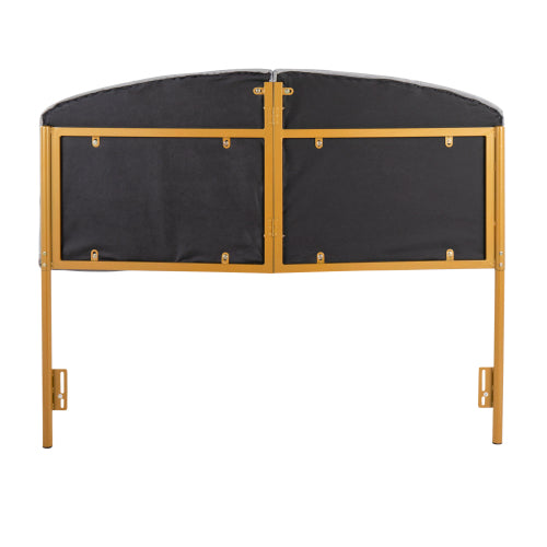 Headboard in Gold Steel and Grey Velvet by