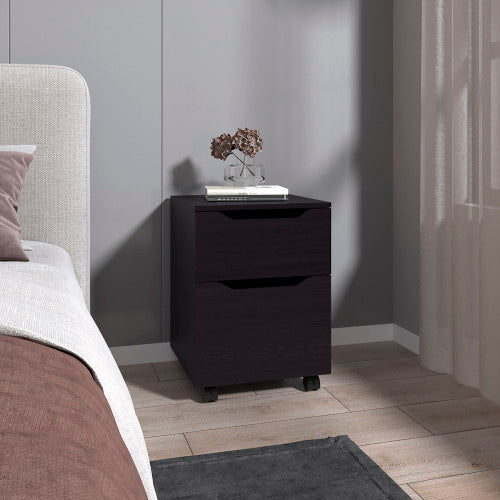 Black 1-Drawer Modern Nightstand