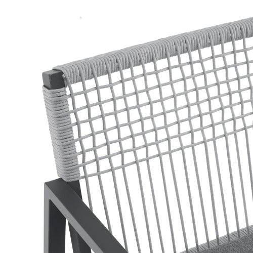 Outdoor Dining Chair Set of 2, Aluminum + Rope , Outdoor Armchair Seating for Patio Backyard Poolside Balcony, Cushion included