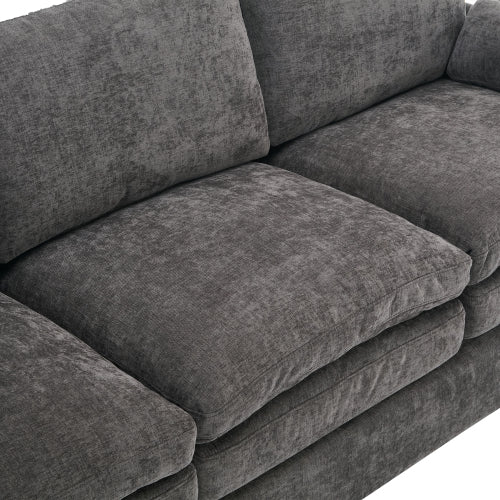 68.1-Inch Grey Cloud-Style Loveseat Sofa Double-Layer Cushion Chenille Couch with Detachable Lumbar Pillow