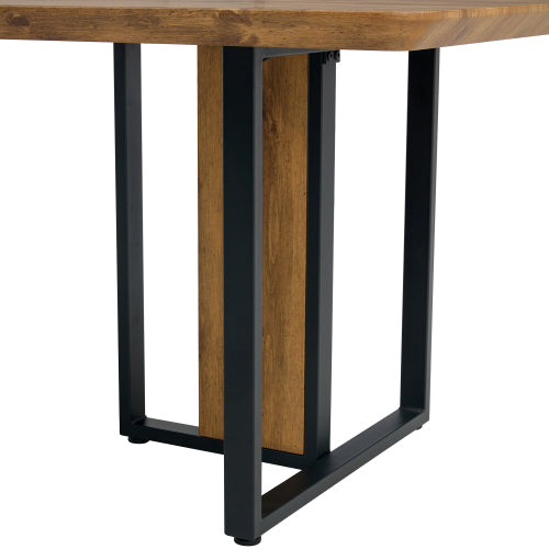 Wood Grain MDF Dining Table with Metal Frame