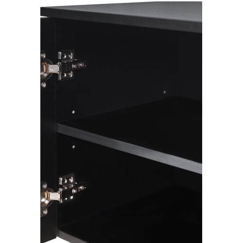 Modern 78 Inch TV Stand with Arch Cabinets Black Media Console
