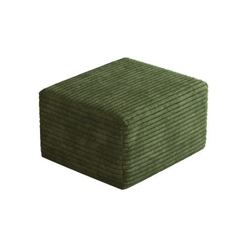Green Plush Corduroy Sofa Ottoman, Tool-Free Modular Sectional Cloud Couch with Reversible Chaise Lounge