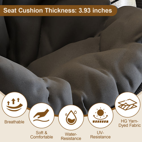 Outdoor Egg-shaped Hanging Chair with Stand, Patio Egg-shaped Swing Chair, Indoor Rocking Chair, Outdoor Hammock Egg-shaped Chair, Dark Gray