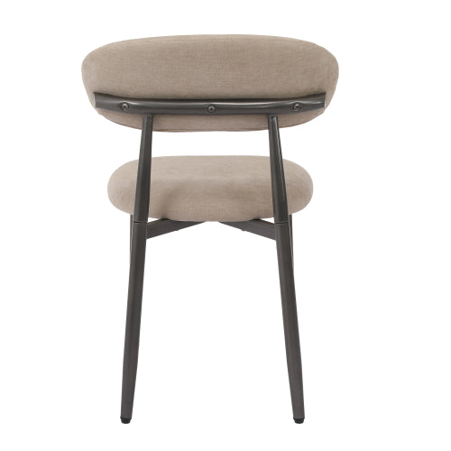 Modern Fabric Upholstered Metal Dining Side Chairs with Foot Pegs, Set of 2, Camel