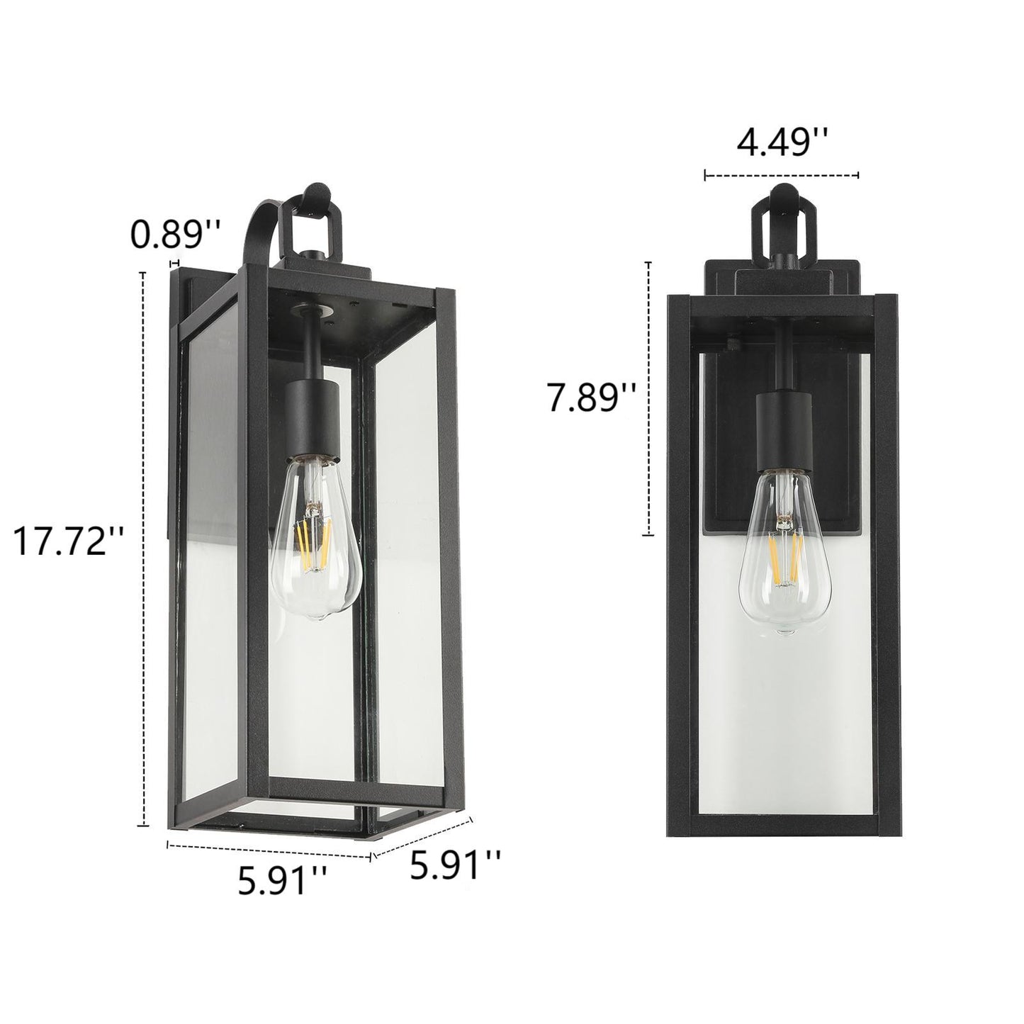 1-Light Matte Black Aluminum not Motion Sensing Outdoor Hardwired Wall Sconce with No Bulb Included