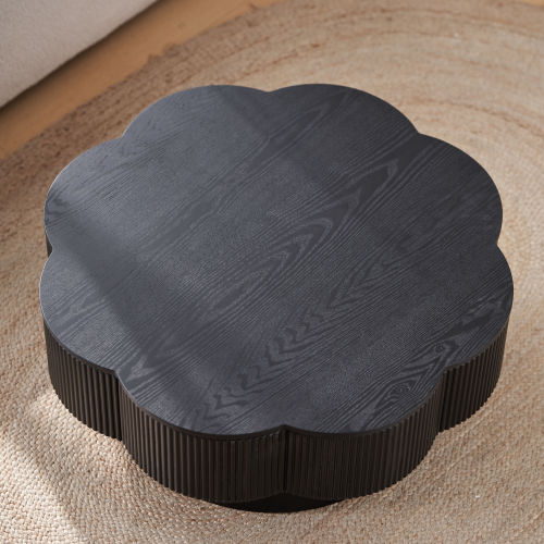 31.5inch Plum Blossom Shaped Coffee Table, Black