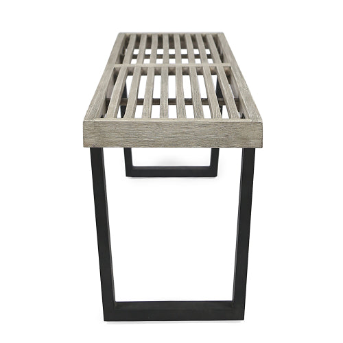 Metal/Solid Wood Outdoor Bench