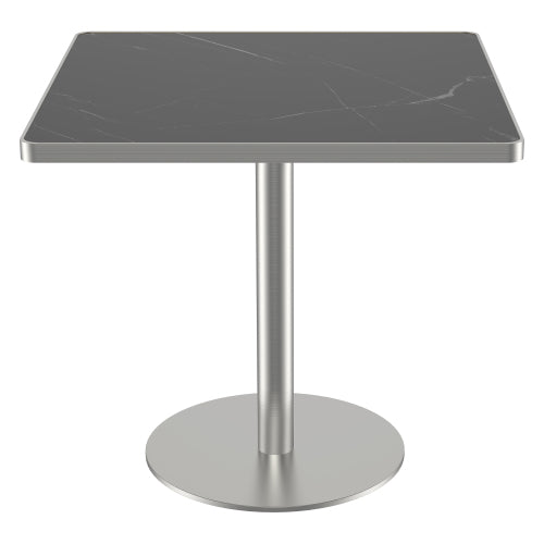 31.5 Inch Square Snow Mountain Stone Dining Table, Modern Tulip Table with Gold Stainless Steel Support Base