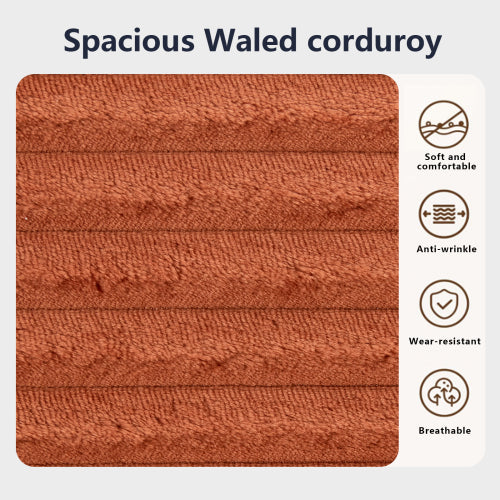 56-Inch Orange Corduroy Memory-Foam Compression Loveseat Sofa-Bed