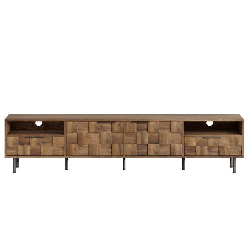 78.7 inch Natural Mid Century TV Stand 2 Drawer Media Cabinet Supports Up To 85 Inch TV