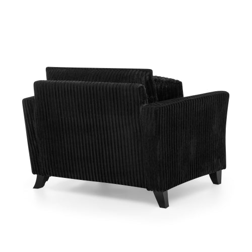 Black Retro Corduroy Ergonomic Lazy Single Sofa Chair with Dual Armrests
