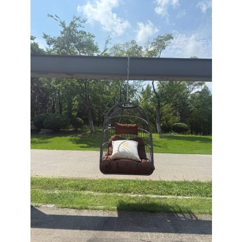 Outdoor garden rattan egg swing chair hanging chair PE hanging chair brown