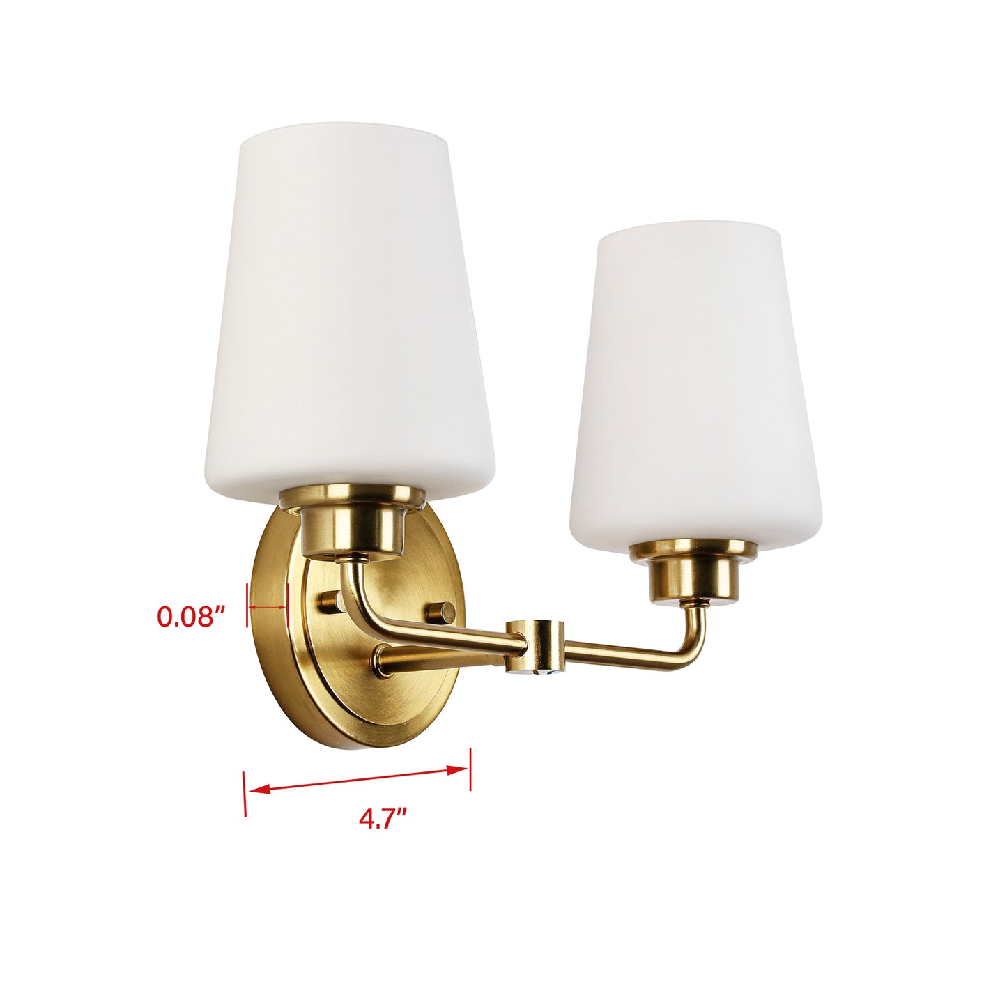 2-Light White Plus Gold Bathroom Vanity Light with Shade