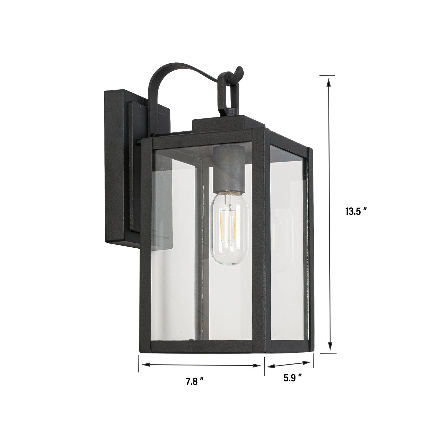 " 1-Light Matte Black Sensing Outdoor Hardwired Wall Sconce with No Bulb Included"