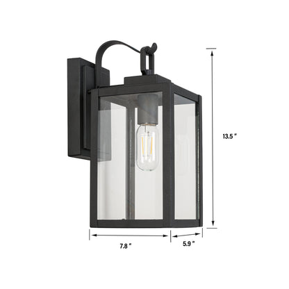 " 1-Light Matte Black Sensing Outdoor Hardwired Wall Sconce with No Bulb Included"