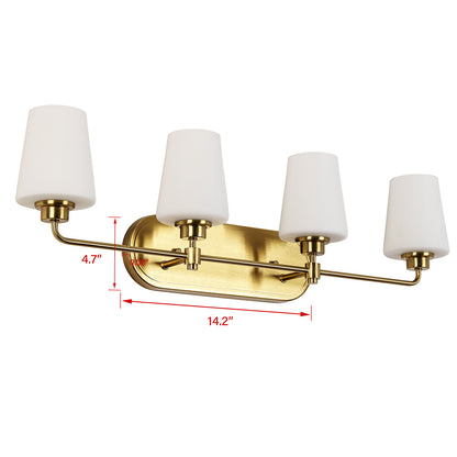 4-Light White Plus Gold Bathroom Vanity Light with Shade