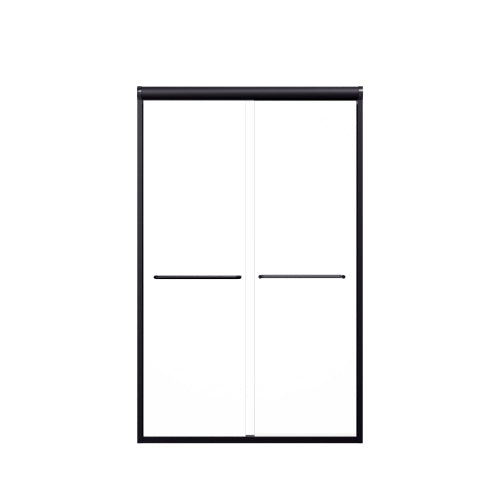 44"-48"W*72" H Semi-Frameless Double Sliding Shower Door, Bypass Shower Door, 1/4" (6mm) Thick SGCC Tempered Glass Door, Matte Black