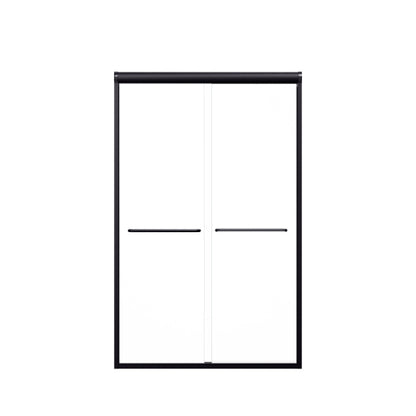 44"-48"W*72" H Semi-Frameless Double Sliding Shower Door, Bypass Shower Door, 1/4" (6mm) Thick SGCC Tempered Glass Door, Matte Black