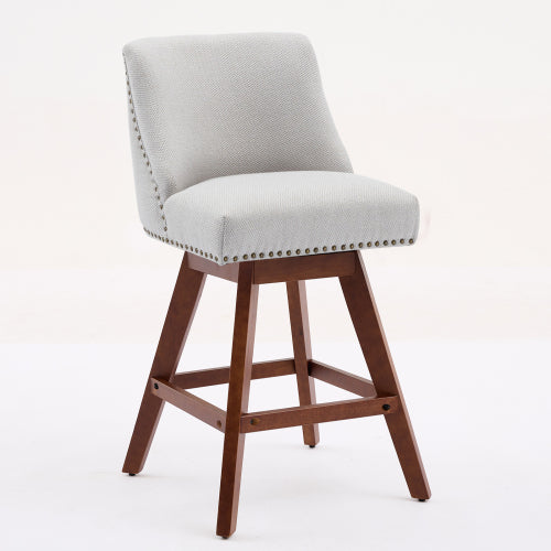 Counter Height Swivel Barstools, 26inch  H Seat Height Upholstered Bar Stools Set of 2, Fabric in Ivory