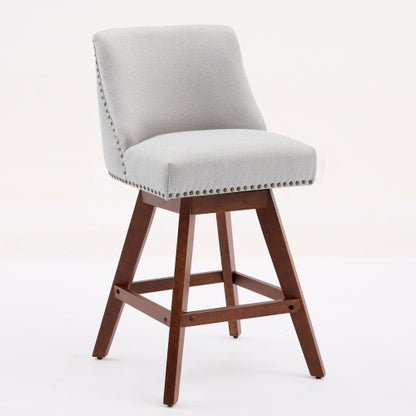 Counter Height Swivel Barstools, 26inch  H Seat Height Upholstered Bar Stools Set of 2, Fabric in Ivory