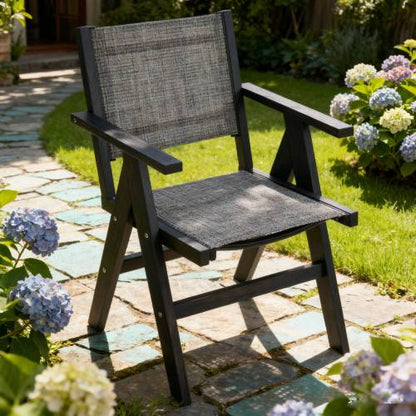 Lounge chair CHARCOAL GREY color, suitable for all seasons: Outdoor lounge chair, made of sturdy HIPS material, equipped with 304 stainless steel accessories.