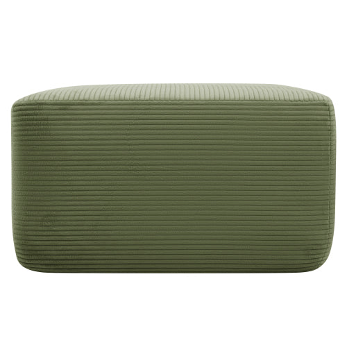 Green XS Corduroy Modular Ottoman, Zero-Assembly Spring Cushion Footrest for 96.9¡± L-Shaped Sofa