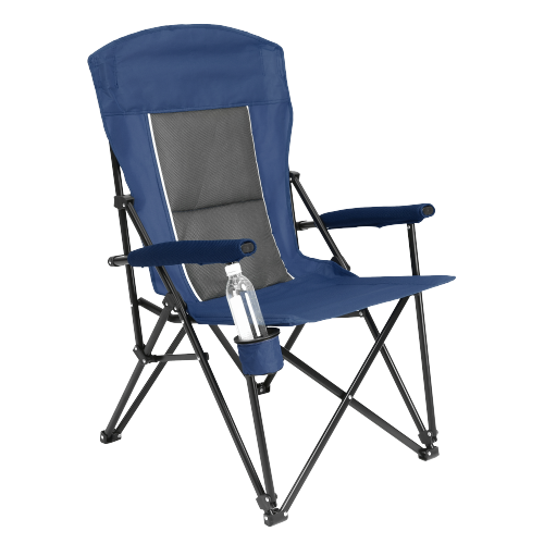 High Back Heavy Duty Lawn Chair Support 250LBS, Portable Collapsible Chair with Cup Holder -Navy blue