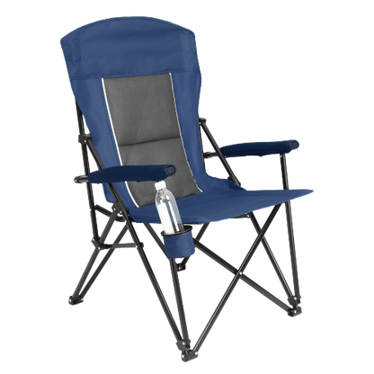 High Back Heavy Duty Lawn Chair Support 250LBS, Portable Collapsible Chair with Cup Holder -Navy blue